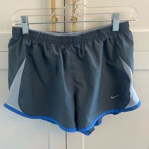 Grey and Blue Nike Dri Fit Shorts